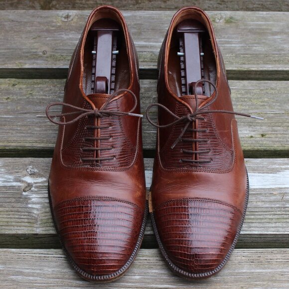 Daniele Ferradini Brown Genuine Lizard Cap Toe, Men's 7.5 M, Made in Italy, EUC - Picture 4 of 15